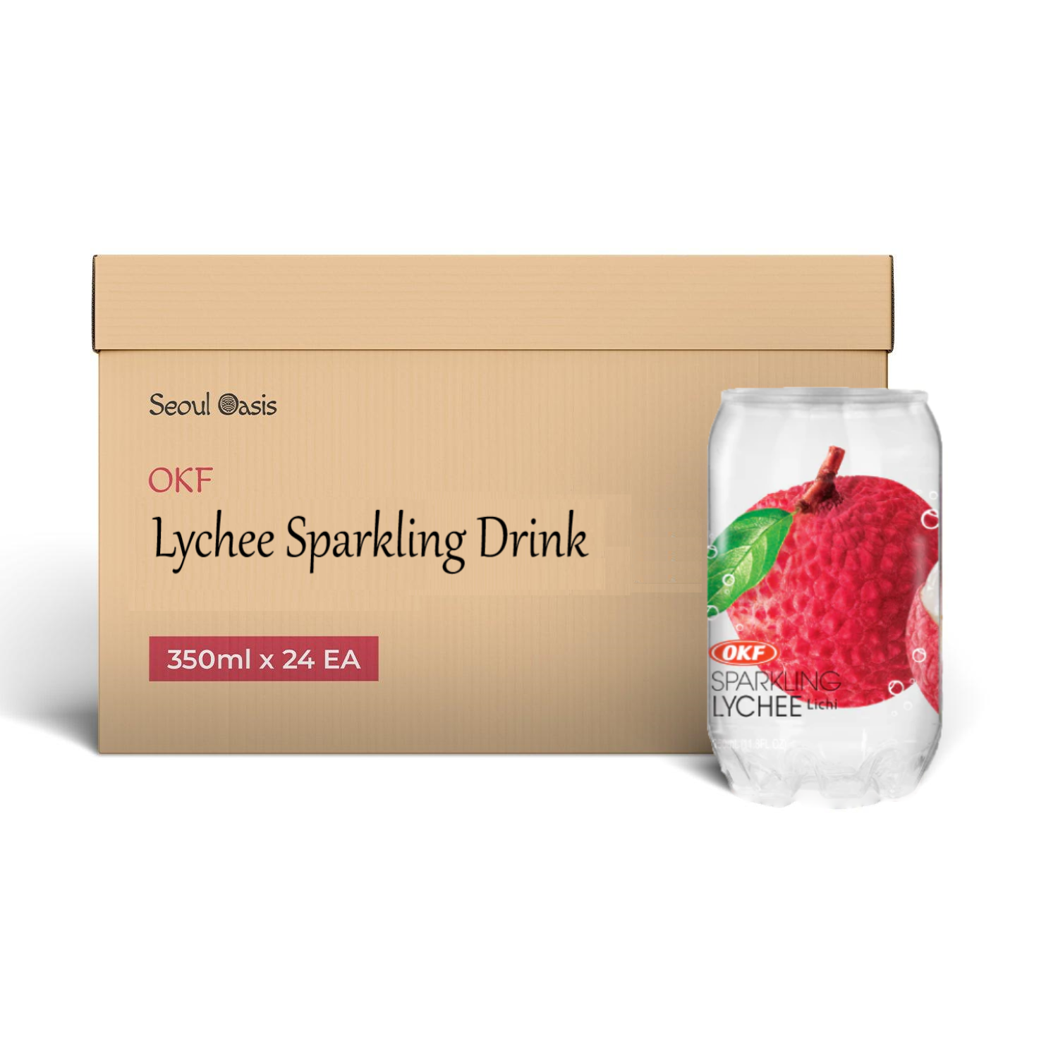 OKF Lychee Sparkling Drink 350ml - Carton of 24 cans