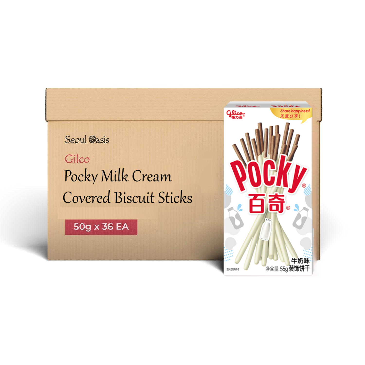 Glico Pocky Milk Cream Covered Biscuit Sticks - 1 Carton