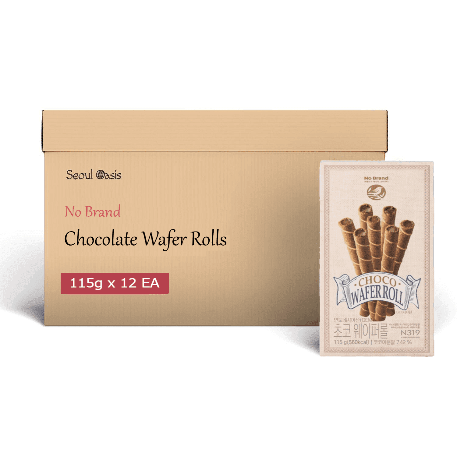 No Brand Chocolate Wafer Rolls - 1 Carton ( 115g x 12 packs) - seouloasis.com - Seoul Oasis