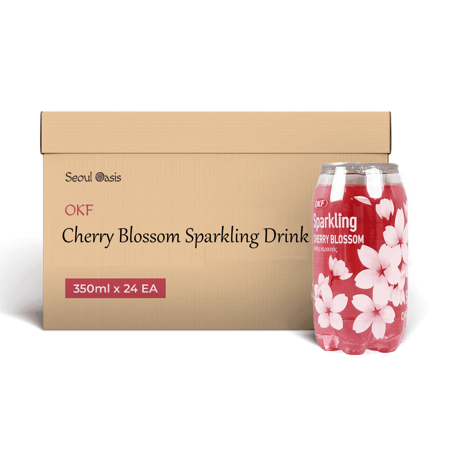 OKF Cherry Blossom Sparkling Drink 350ml - Carton of 24 cans - seouloasis.com - Seoul Oasis