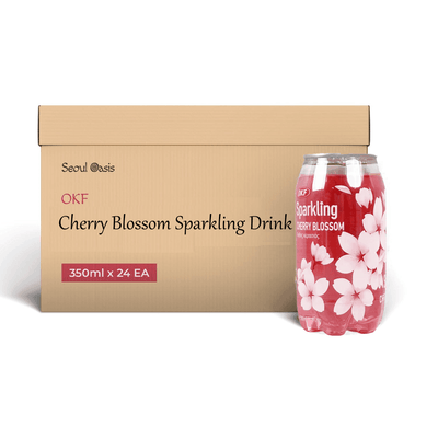 OKF Cherry Blossom Sparkling Drink 350ml - Carton of 24 cans - seouloasis.com - Seoul Oasis