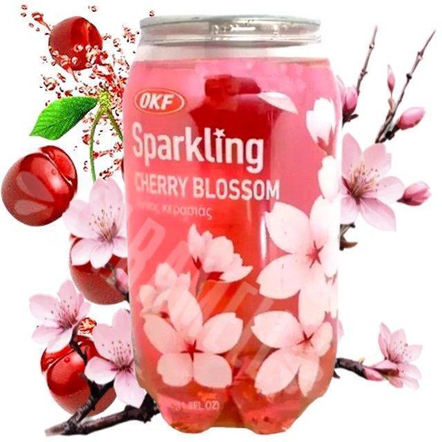 OKF Cherry Blossom Sparkling Drink 350ml - Carton of 24 cans - seouloasis.com - Seoul Oasis