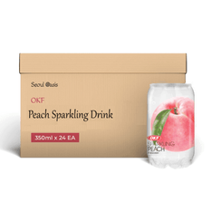 OKF Peach Sparkling Drink 350ml - Carton of 24 cans - seouloasis.com - Seoul Oasis