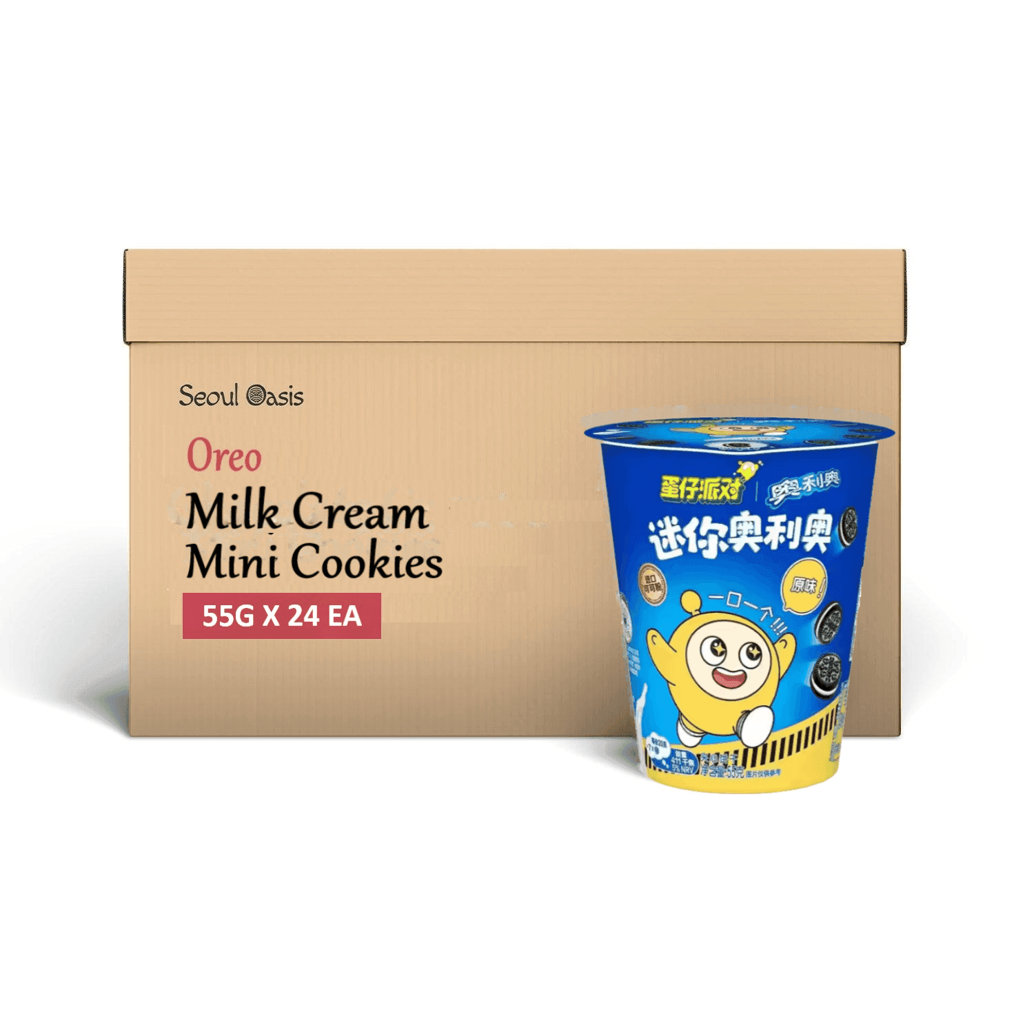 Oreo Milk Cream Mini Chocolate Cookie Biscuits 55g - 1 Carton (24 cups) - seouloasis.com - Seoul Oasis