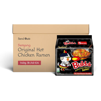 Samyang Buldak Original Hot Spicy Chicken Ramen Noodle Packs - 1 Carton - seouloasis.com - Seoul Oasis