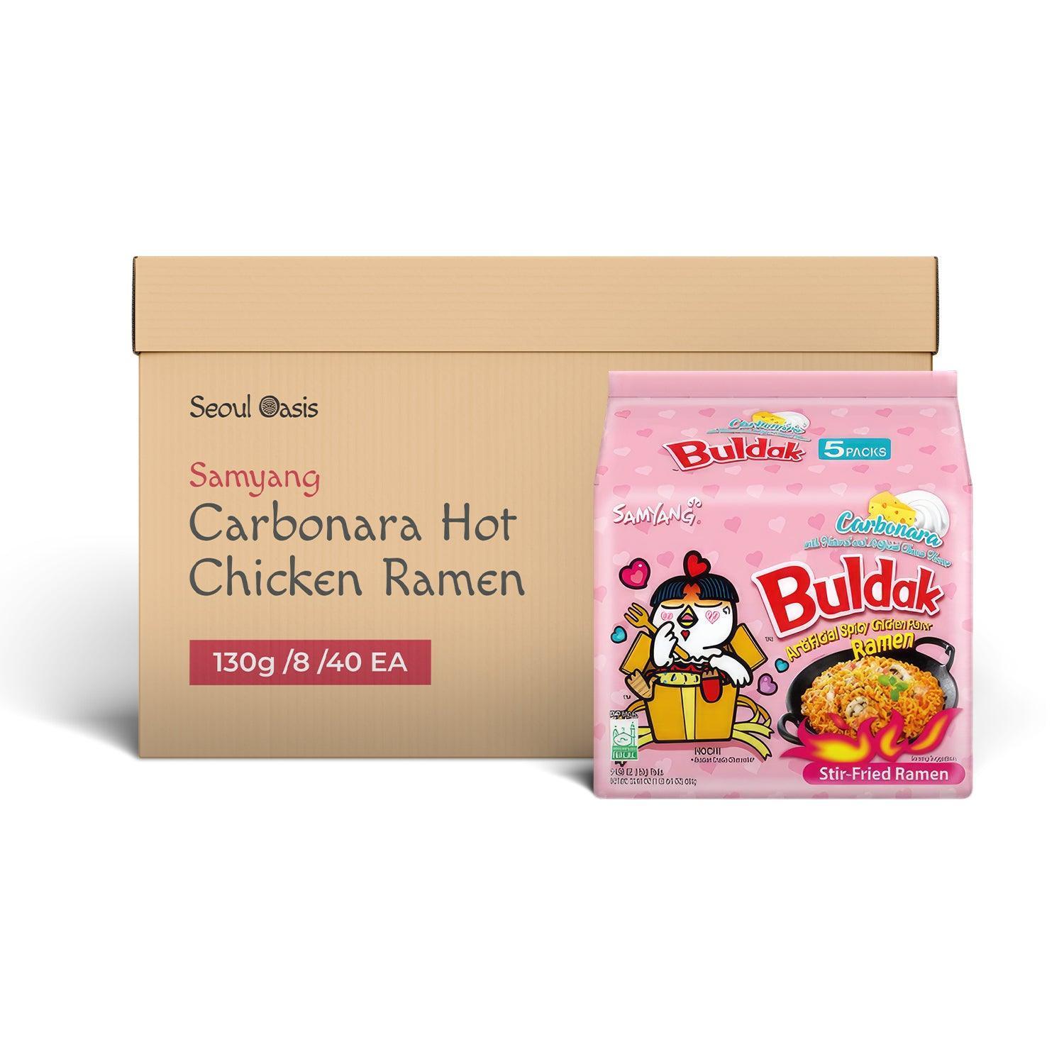 Samyang Carbonara Hot Spicy Chicken Ramen Packs - 1 Carton - seouloasis.com - Seoul Oasis