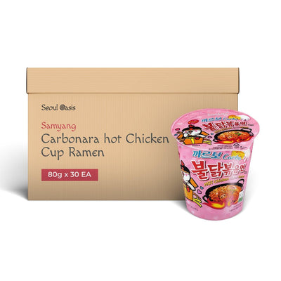 Samyang Carbonara Spicy Chicken Ramen Noodles - 30 cups, 80g Each - seouloasis.com - Seoul Oasis