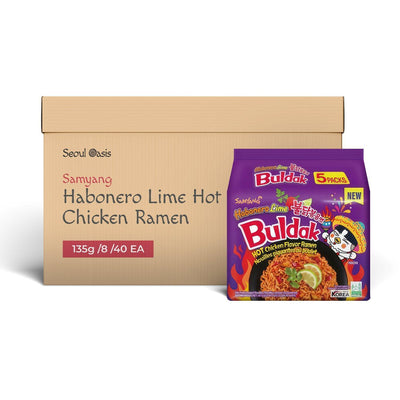 Samyang Habanero Lime Hot Chicken Ramen Packs - 1 Carton - seouloasis.com - Seoul Oasis