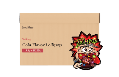 Striking Cola Flavored Lollipop 13.8g - 1 carton (192 packs) - seouloasis.com - Seoul Oasis