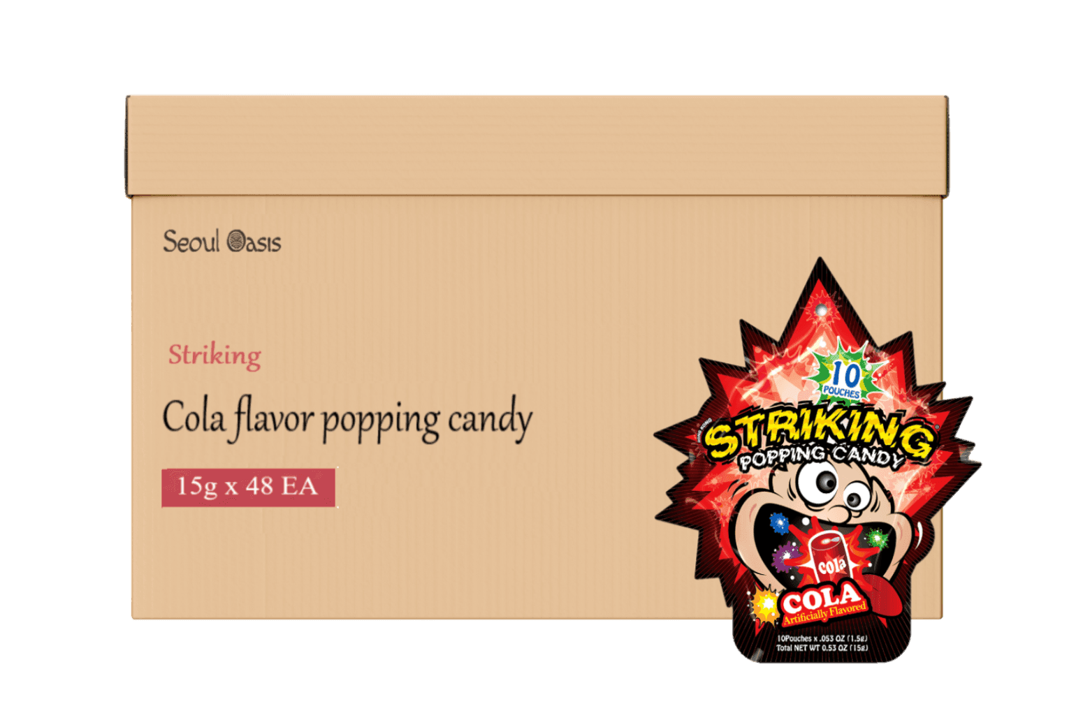 Striking Cola Flavored Popping Candy 15g - Carton of 48 packs - seouloasis.com - Seoul Oasis