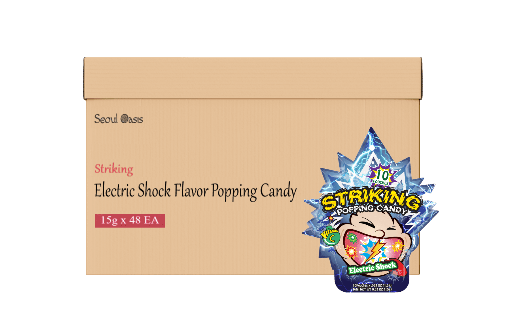 Striking Electric Shock Flavored Popping Candy 15g - Carton of 48 packs - seouloasis.com - Seoul Oasis