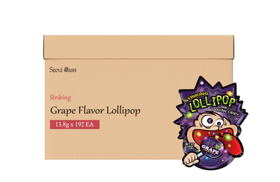 Striking Grapes Flavored Lollipop 13.8g - 1 carton (192 packs) - seouloasis.com - Seoul Oasis