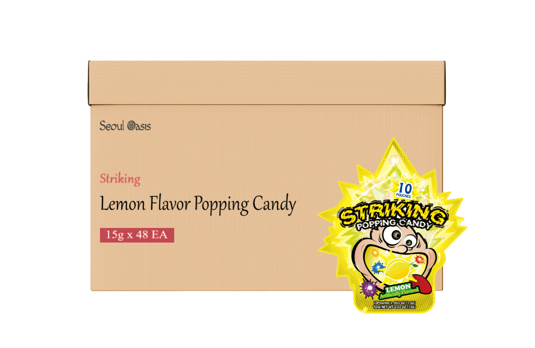 Striking Lemon Flavored Popping Candy 15g - Carton of 48 packs - seouloasis.com - Seoul Oasis