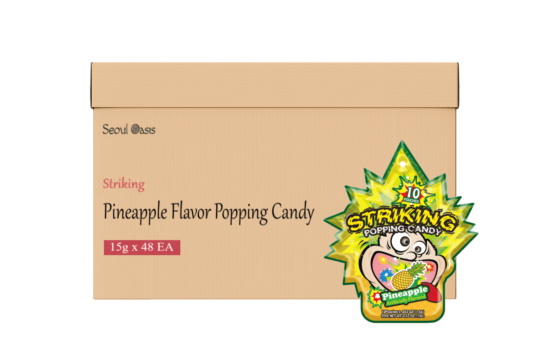 Striking Pineapple Flavored Popping Candy 15g - Carton of 48 packs - seouloasis.com - Seoul Oasis