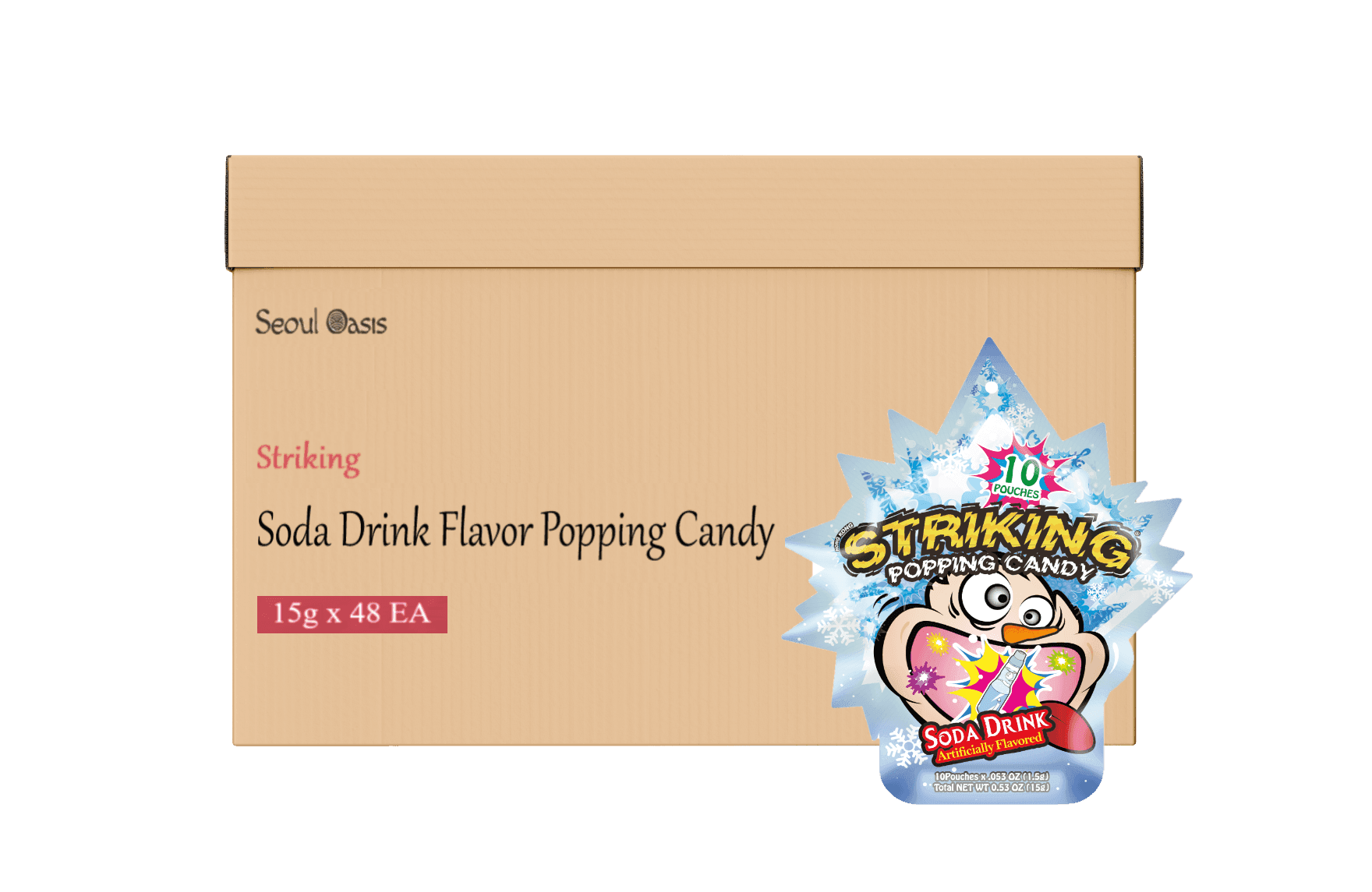 Striking Soda Drink Flavored Popping Candy 15g - Carton of 48 packs - seouloasis.com - Seoul Oasis