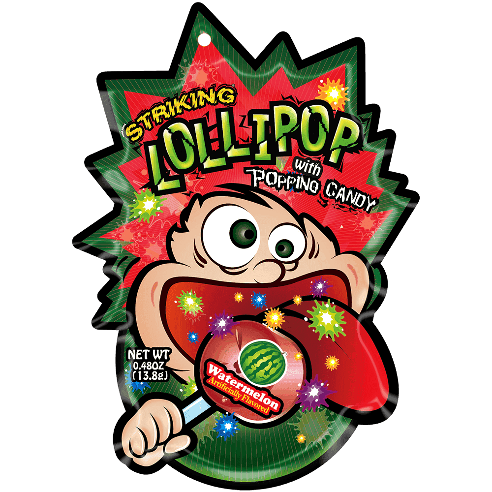 Striking Watermelon Flavored Lollipop 13.8g - 1 carton (192 packs) - seouloasis.com - Seoul Oasis