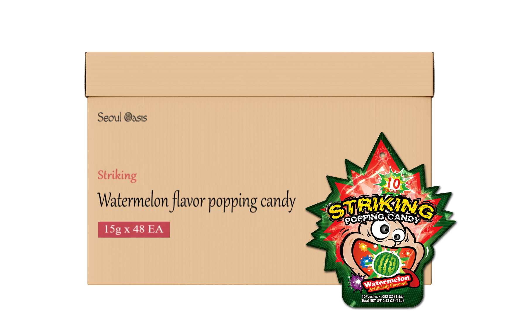 Striking Watermelon Flavored Popping Candy 15g - Carton of 48 packs