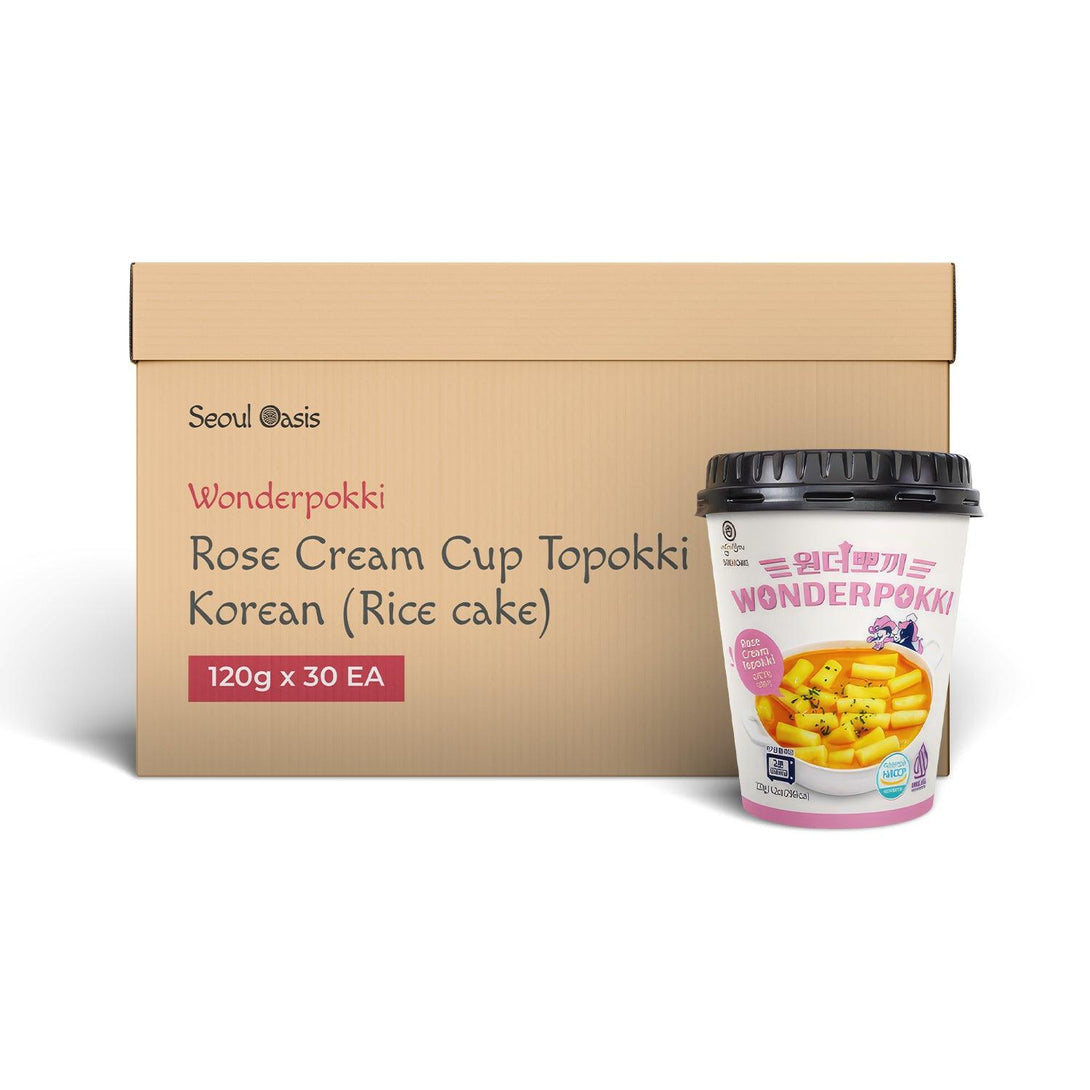 Wonderpokki Rose cream Topokki Cup Rice Cake 30 EA- 1 carton - seouloasis.com - Seoul Oasis