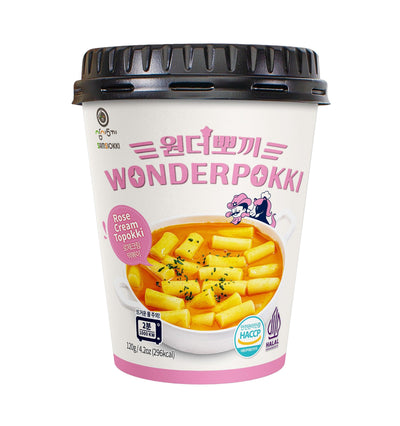 Wonderpokki Rose Cream Topokki Rice Cake - 1 Cup - seouloasis.com - Seoul Oasis