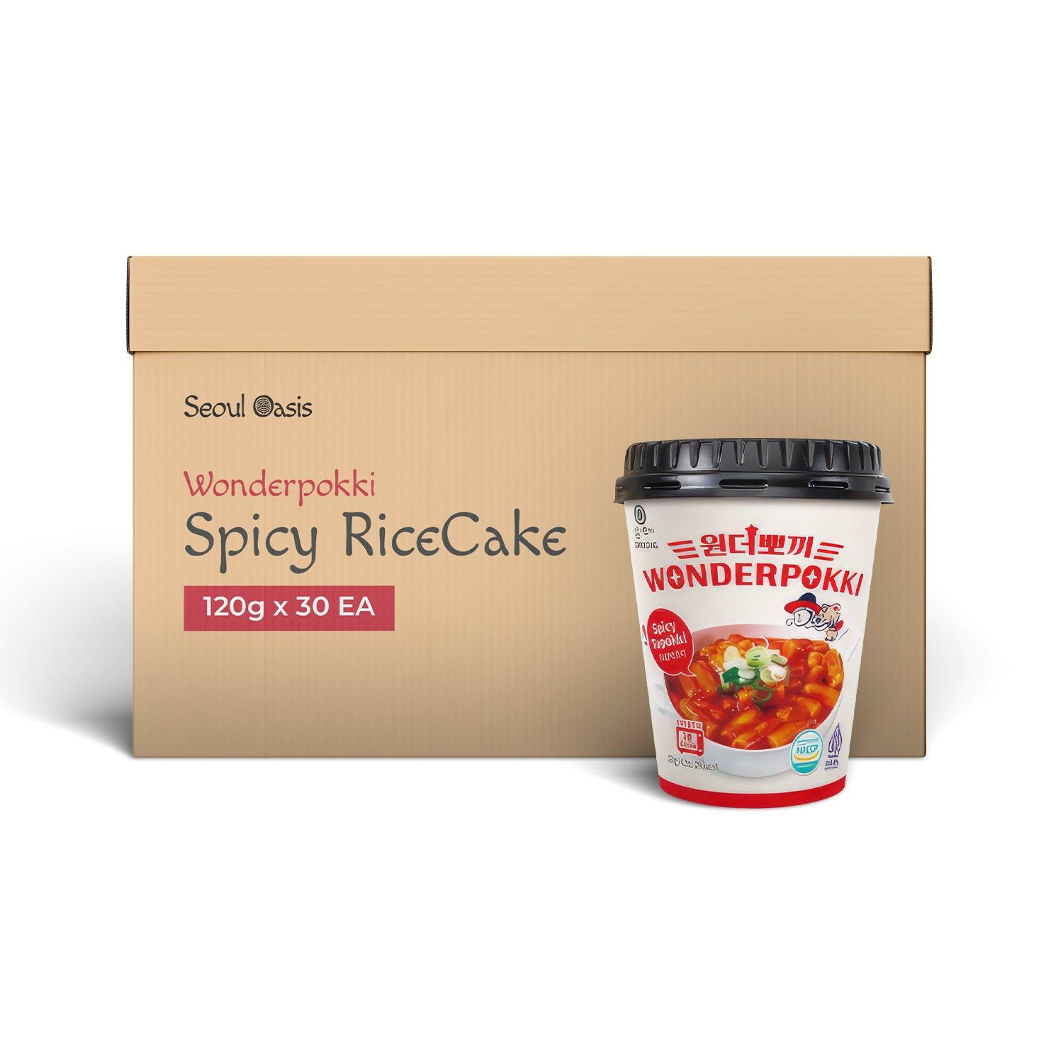 Wonderpokki Spicy Topokki Rice Cake - 1 carton (30 cups, 120g each)