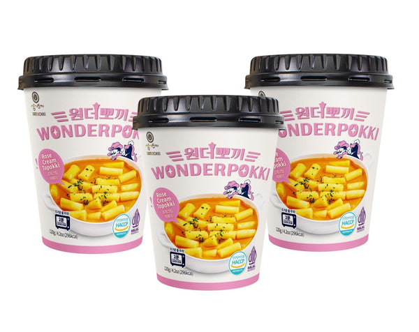 Wonderpokki  Rose cream Topokki Cup Rice Cake 3 Pcs